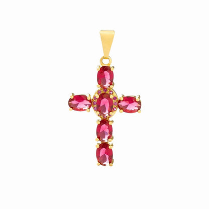 Dije Murrey Brightness Cruz Rubí Oro Laminado 18K - Vista frontal