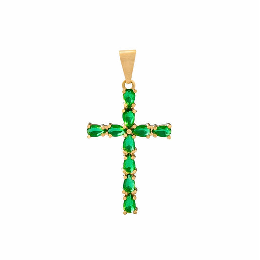 Dije Cruz Emerald Oro Laminado 18K | OM JOYERÍA
