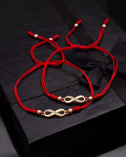 Manillas de pareja infinito y balines lisos de 4mm de Oro Laminado 18k