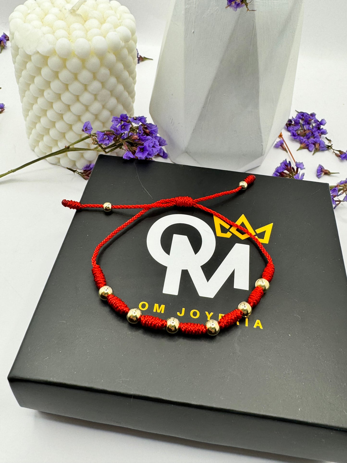 Manilla Tejida 7 Nudos Balín 5mm Oro Laminado 18k | OM JOYERÍA