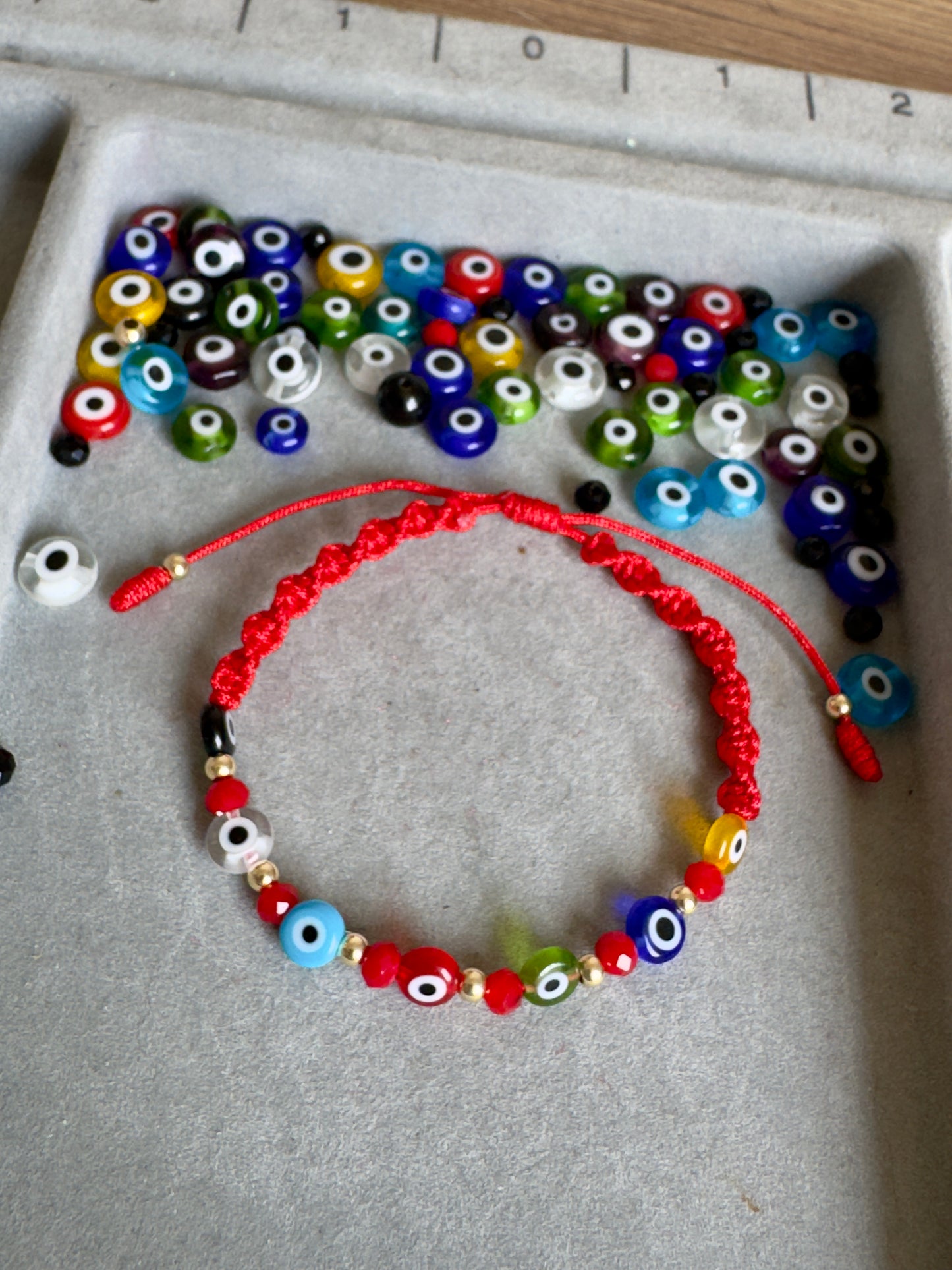 Manilla Tejida Ojo Turco 7 Chakras Balín 3mm Oro Laminado 18k | OM JOYERÍA