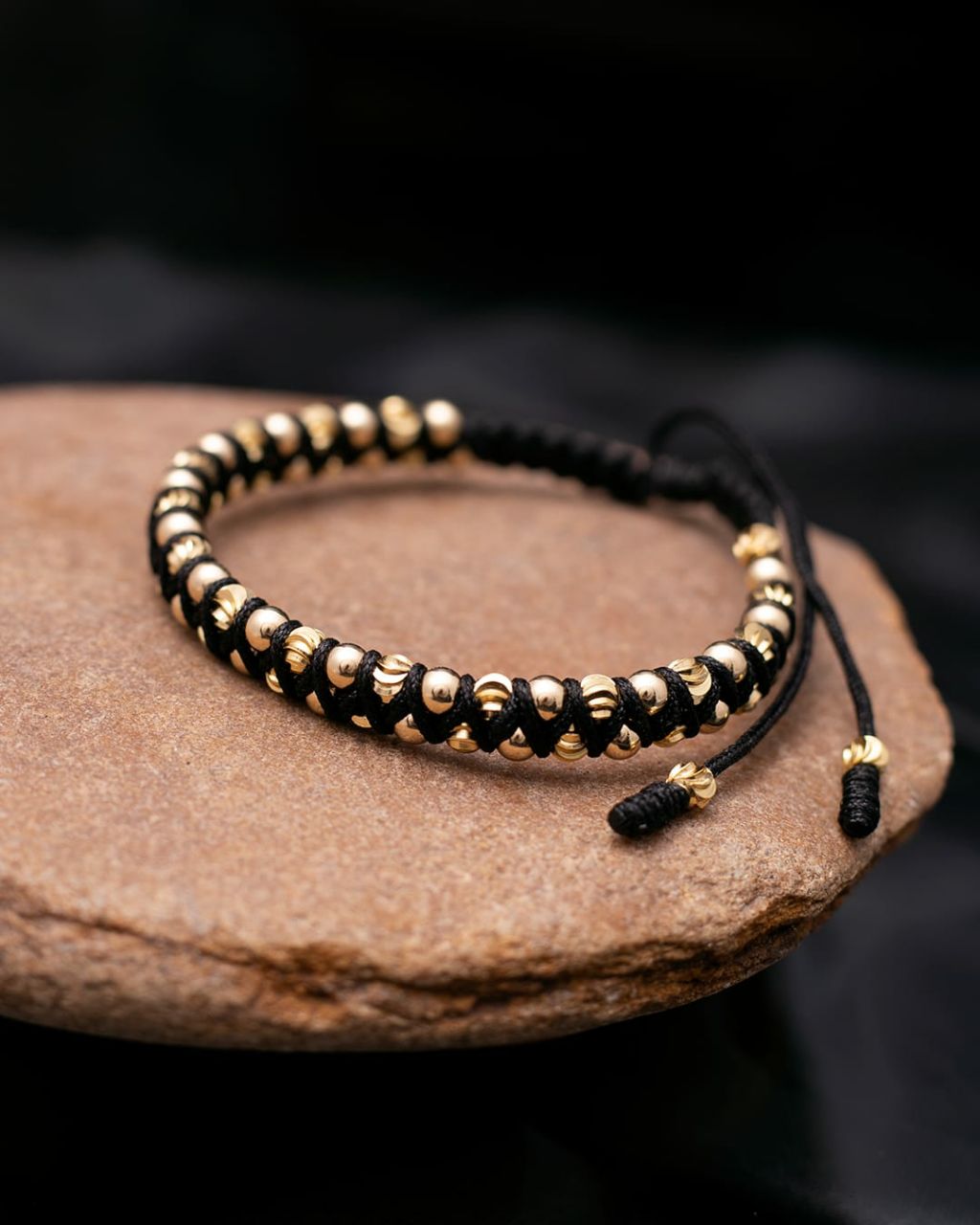 Manilla Tejida Balines lisos e italianos de 4mm de Oro Laminado de 18k