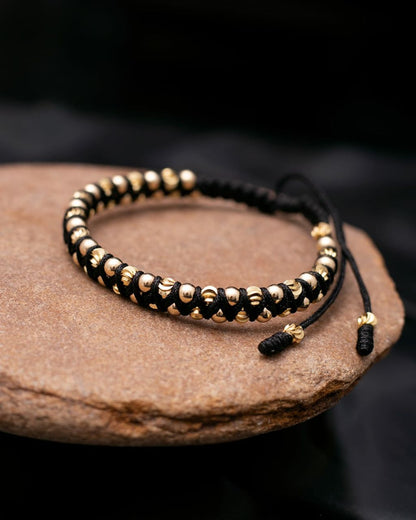 Manilla Tejida Balines lisos e italianos de 4mm de Oro Laminado de 18k