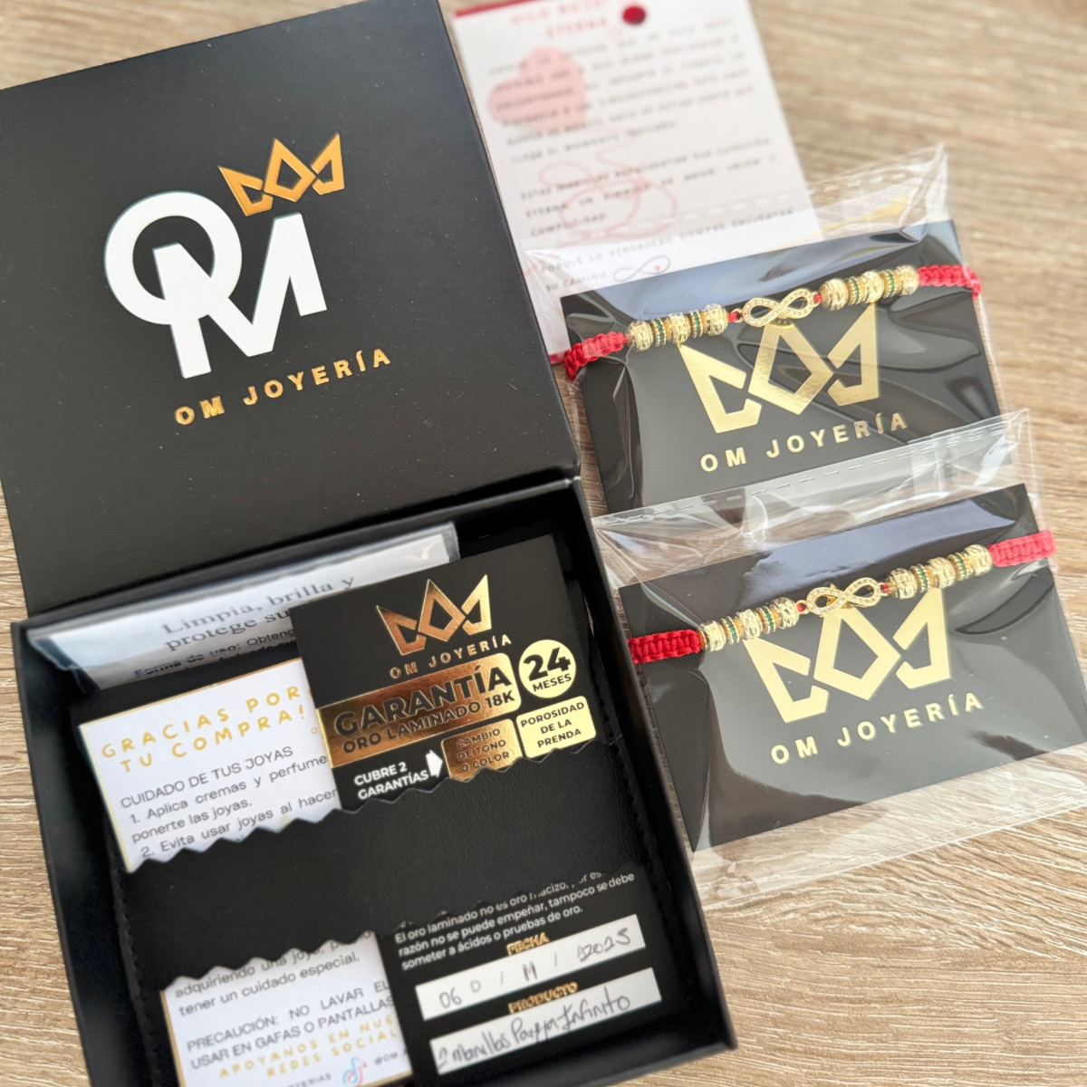 Manillas para Pareja Infinito Conexión Eterna set pareja oro laminado 18K