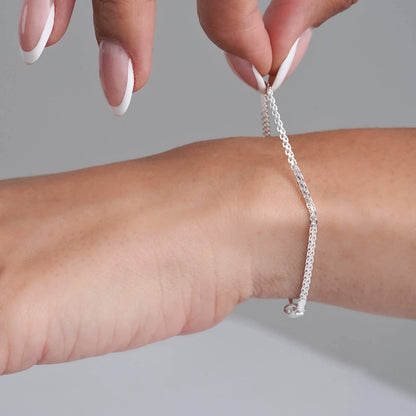 Pulsera China 2 mm 16 cm Plata Ley 925 puesta mujer