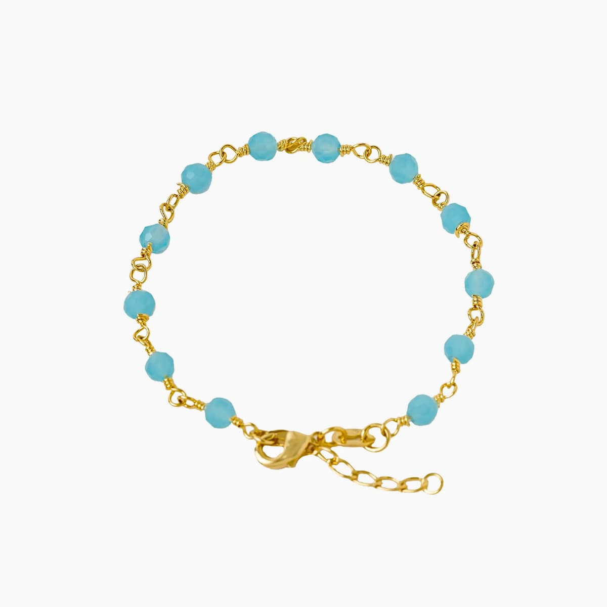 Pulsera Blue Dream 16 cm Extensor Oro Laminado 18K | OM JOYERÍA