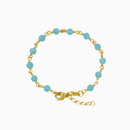 Pulsera Blue Dream 16 cm Extensor Oro Laminado 18K | OM JOYERÍA