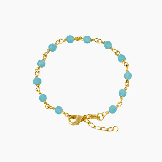 Pulsera Blue Dream 16 cm Extensor Oro Laminado 18K | OM JOYERÍA