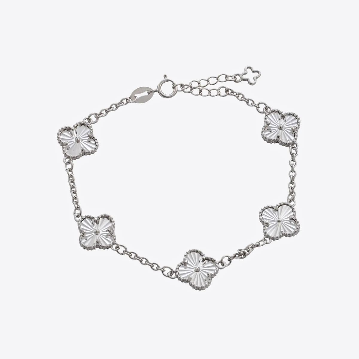 Pulsera Clover Plata Ley 925 fondo blanco
