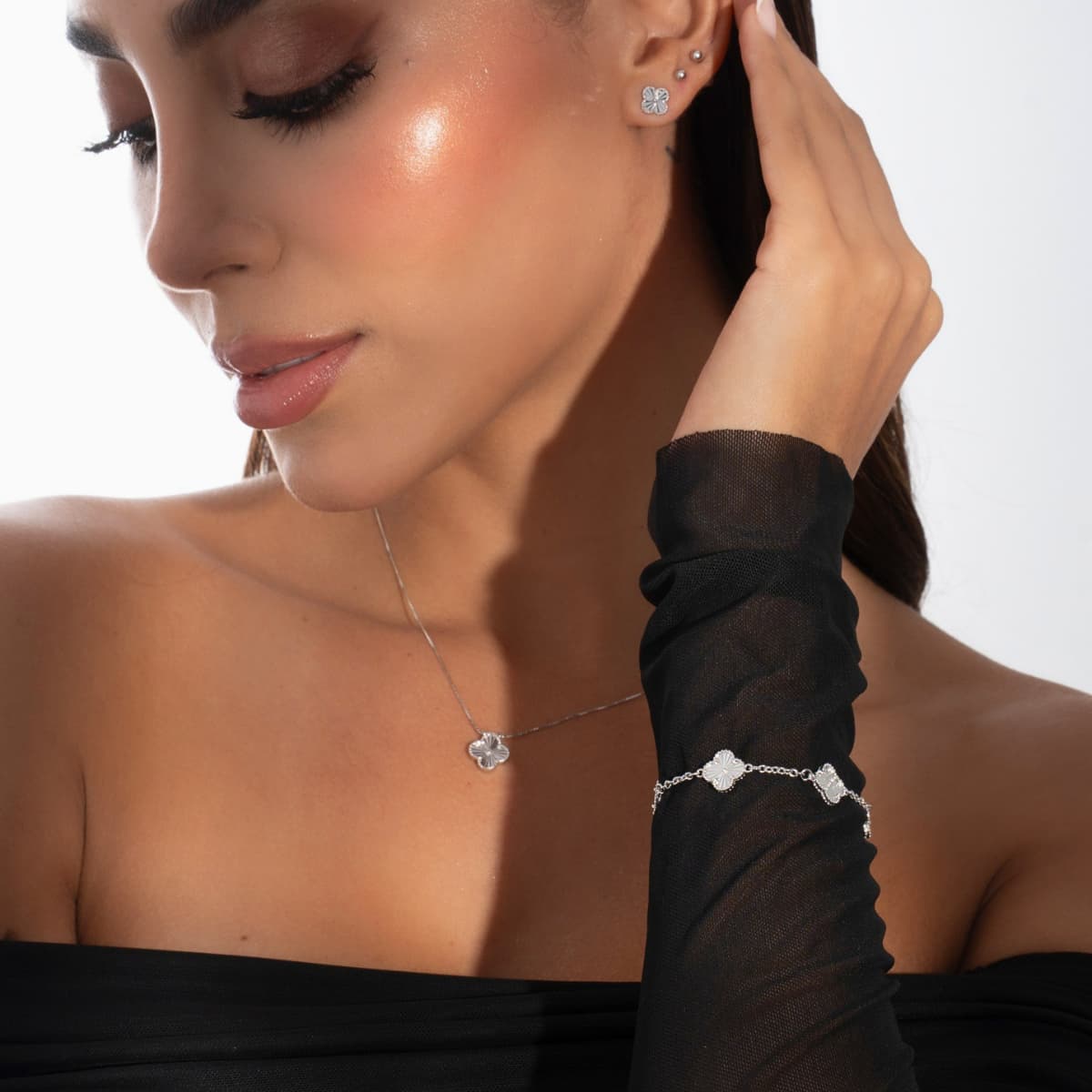 Pulsera Clover tréboles Plata Ley 925 mujer