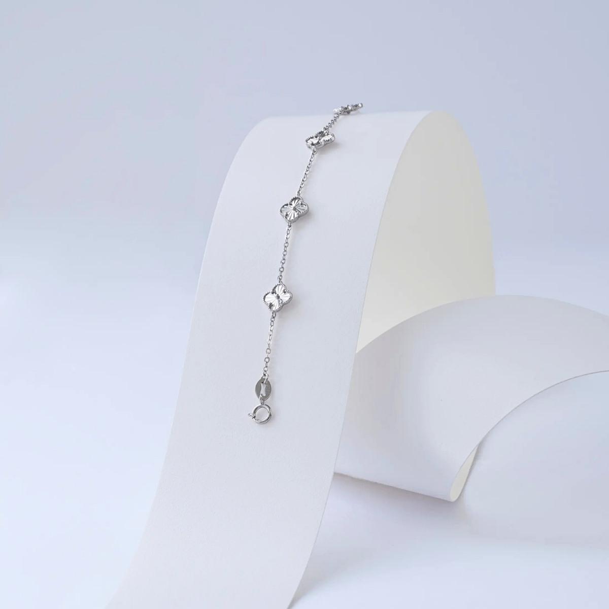 Pulsera Mini Clover 0,7 mm 15 cm Plata Ley 925 exhibidor