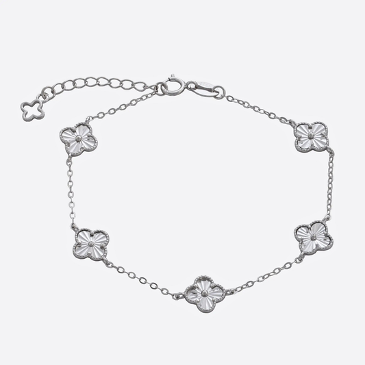 Pulsera Mini Clover tréboles Plata Ley 925 detalle