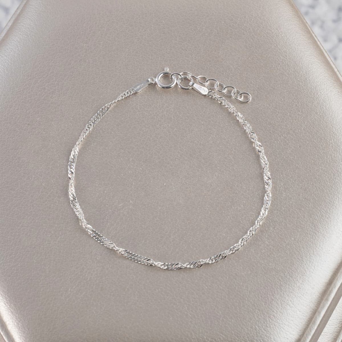Pulsera Singapur Plata Ley 925 detalle cierre