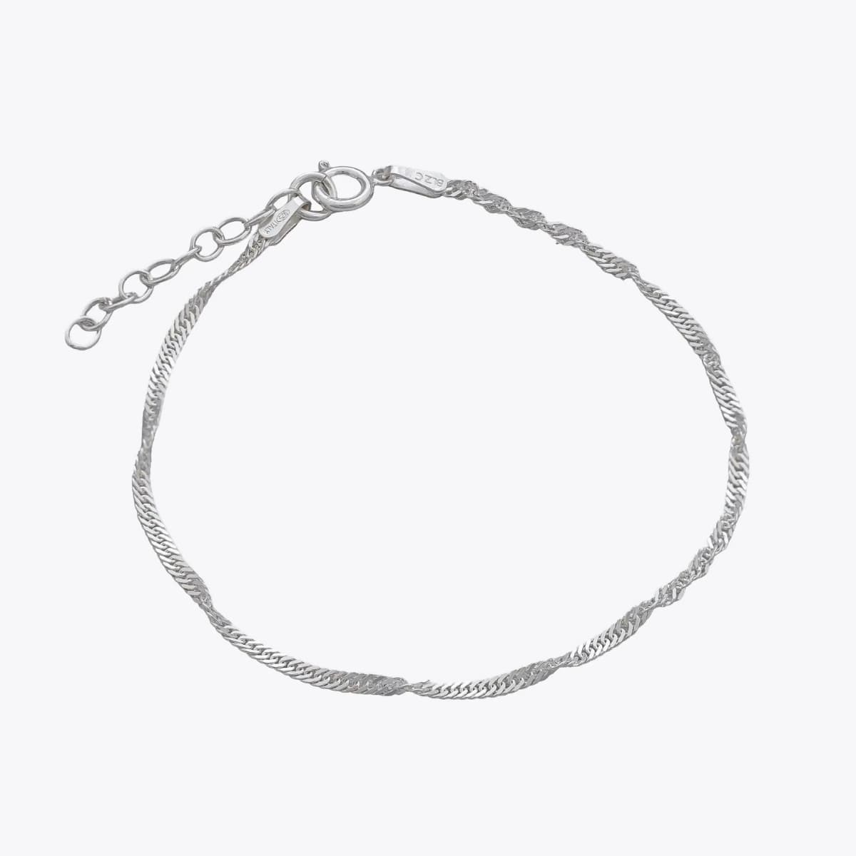 Pulsera Singapur 1,7 mm 16 cm Plata Ley 925 fondo blanco