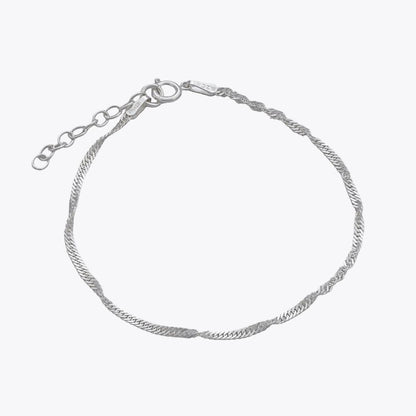 Pulsera Singapur 1,7 mm 16 cm Plata Ley 925 fondo blanco