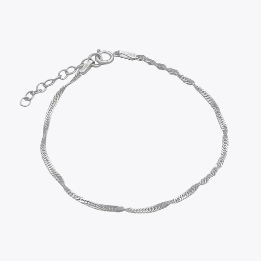 Pulsera Singapur 1,7 mm 16 cm Plata Ley 925 fondo blanco