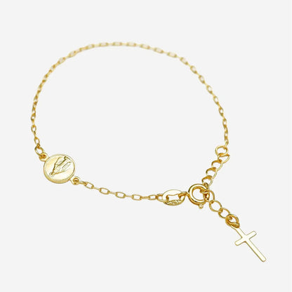 Pulsera Virgen Milagrosa 16.5 cm Extensor Oro Laminado 18K | OM JOYERÍA