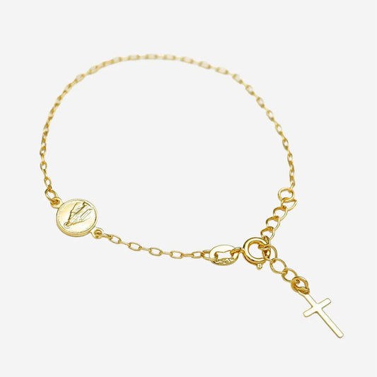 Pulsera Virgen Milagrosa 16.5 cm Extensor Oro Laminado 18K | OM JOYERÍA