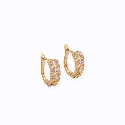Candongas Quartet Crystal 14 mm – Oro Laminado 18K | OM JOYERÍA