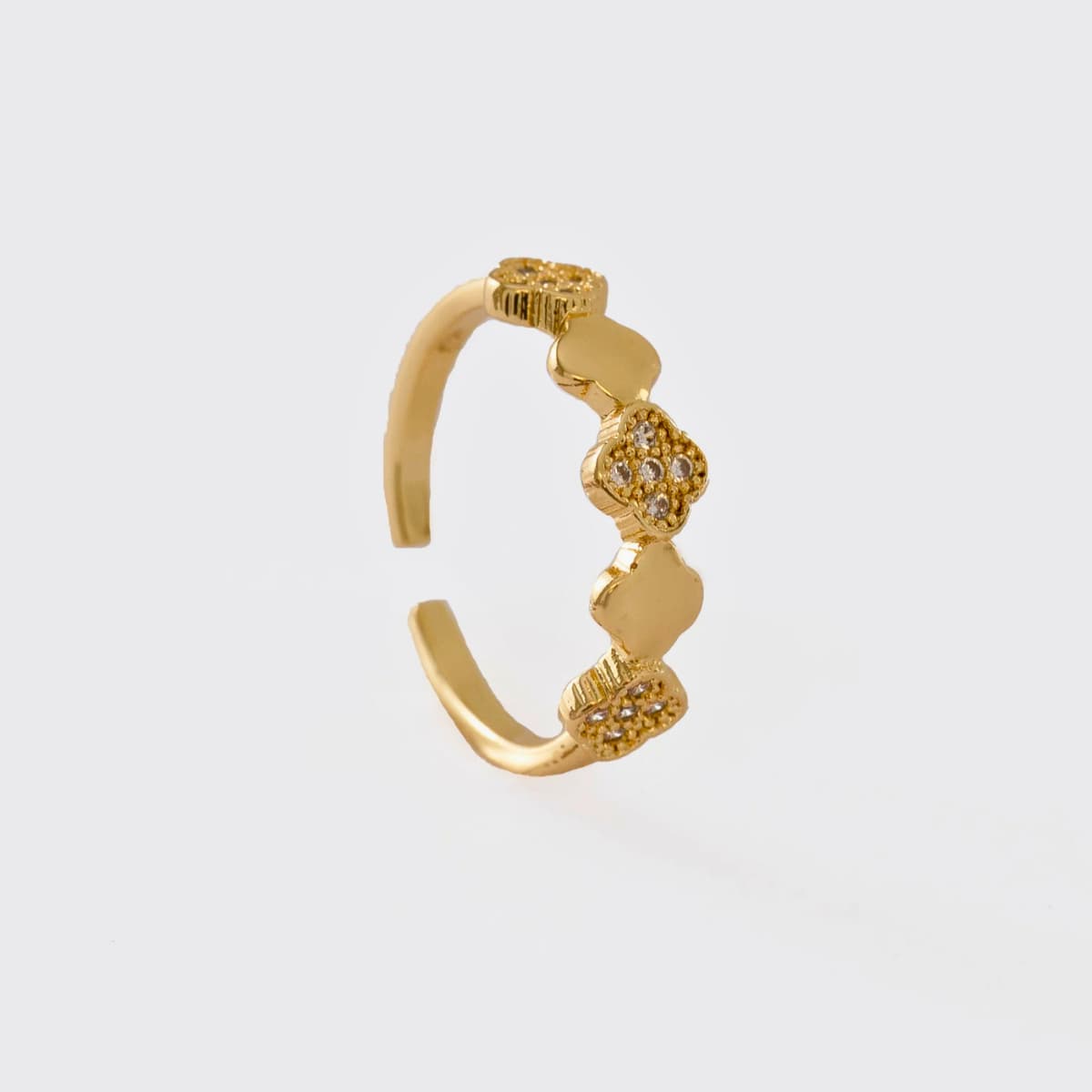 Anillo Mini Clover Ajustable – Oro Laminado 18K | OM JOYERÍA