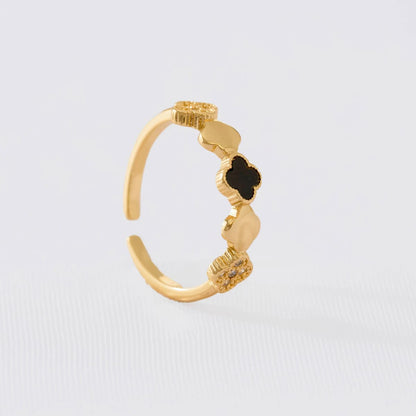 Anillo Duality Clover Ajustable – Oro Laminado 18K | OM JOYERÍA