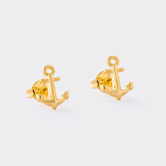 Aretes Ancla Unisex – Oro Laminado 18K | OM JOYERÍA