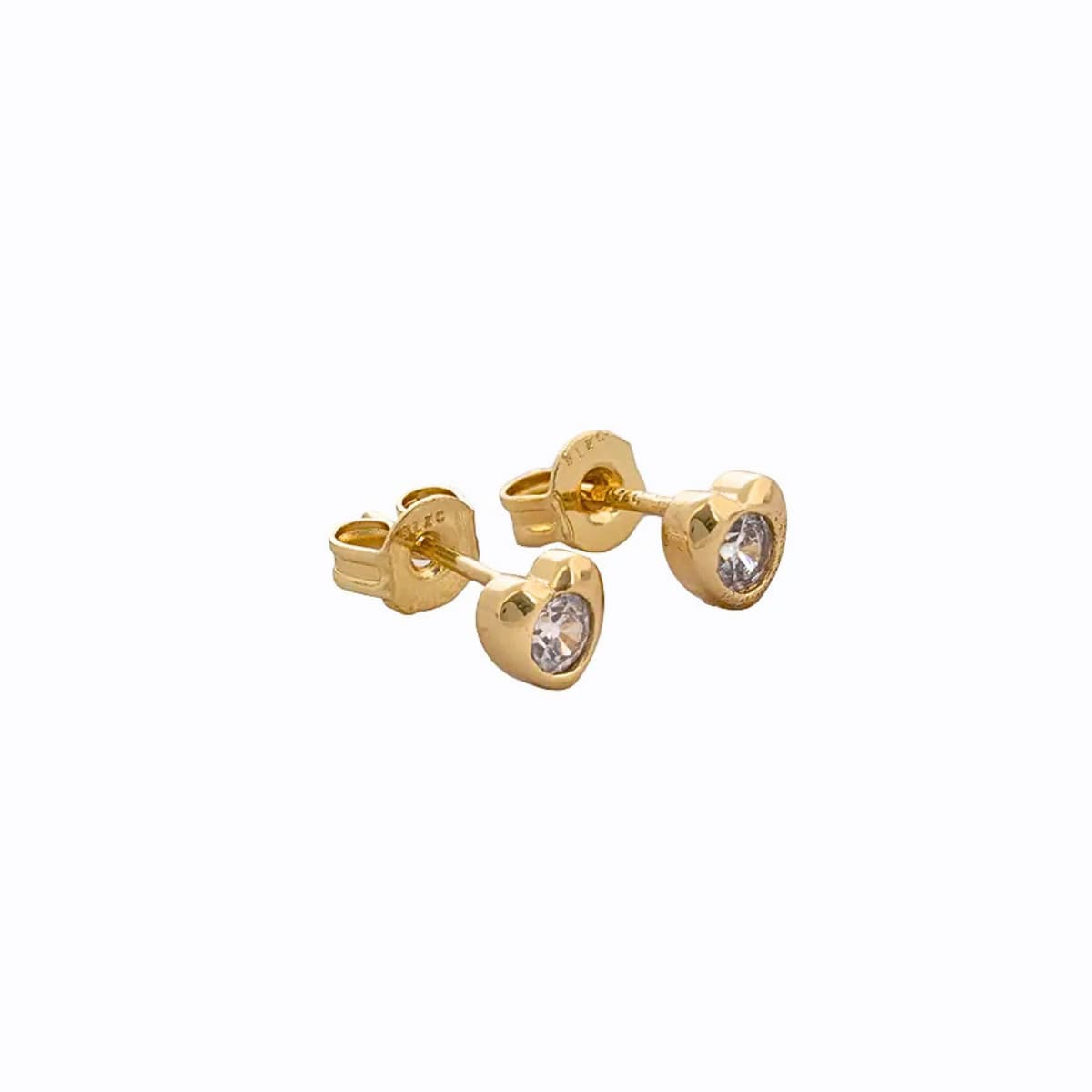 Aretes Topos Corazón Crystal Oro Laminado 18K | OM JOYERÍA