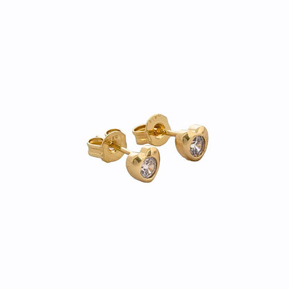 Aretes Topos Corazón Crystal Oro Laminado 18K | OM JOYERÍA