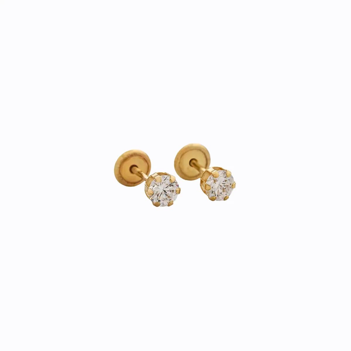 Aretes Topo Solitario SB de Rosca – IT Premium Oro Laminado 18K | OM JOYERÍA