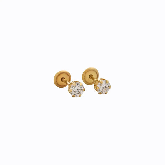Aretes Topo Solitario SB de Rosca – IT Premium Oro Laminado 18K | OM JOYERÍA