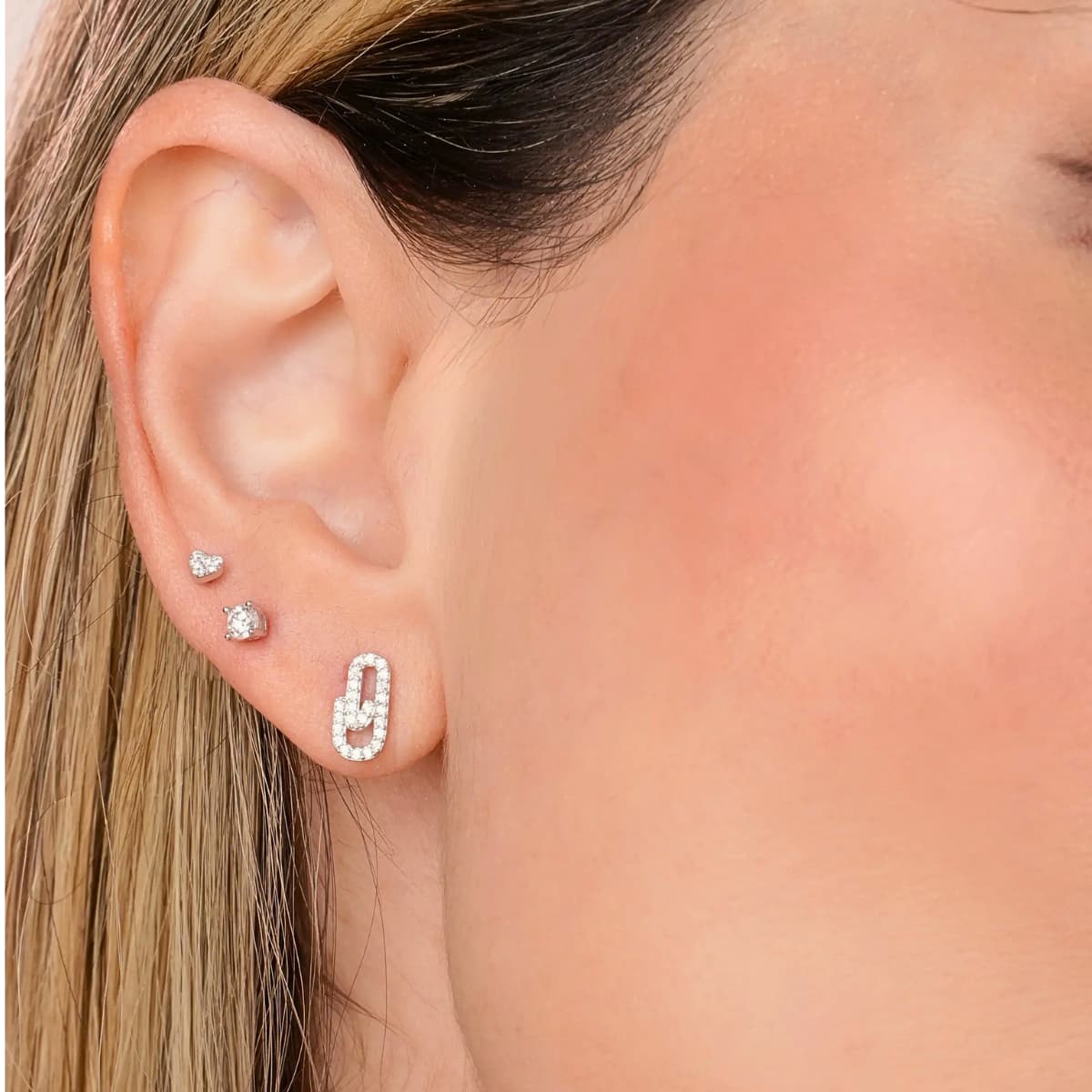 Aretes Topos Clip Shine 9.4 mm Plata Ley 925 mujer oreja