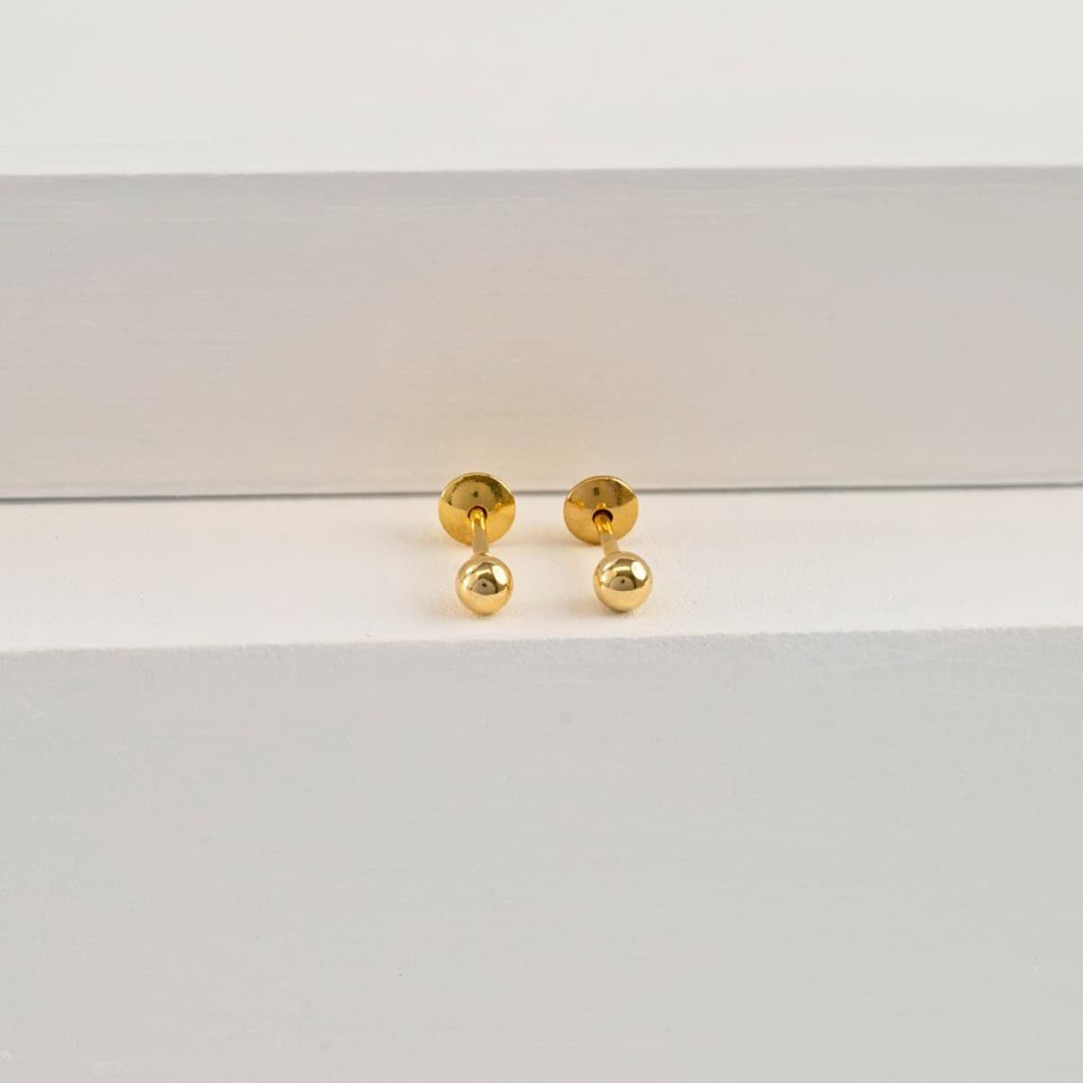 Aretes Topos Balín Unisex Oro Laminado 18K