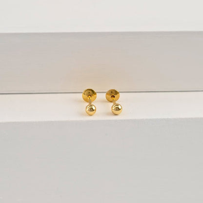 Aretes Topos Balín Unisex Oro Laminado 18K