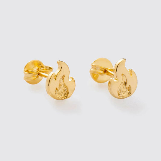 Aretes Topos Fuego Unisex – Oro Laminado 18K | OM JOYERÍA