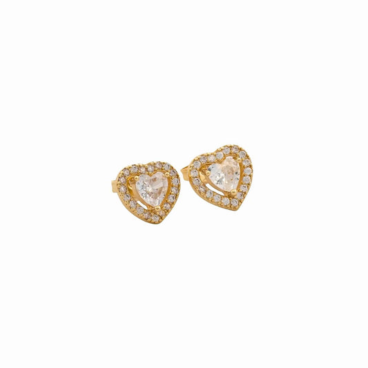 Aretes Topos Amore Halo 9 mm Oro Laminado 18K | OM JOYERÍA