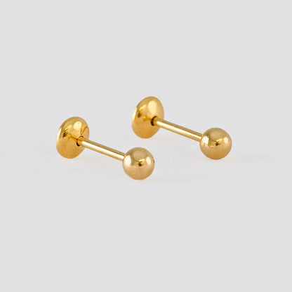 Aretes Topos Balín 3mm Unisex – Oro Laminado 18K | OM JOYERÍA