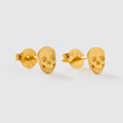 Aretes Topos Calavera Hombre – Oro Laminado 18K | OM JOYERÍA