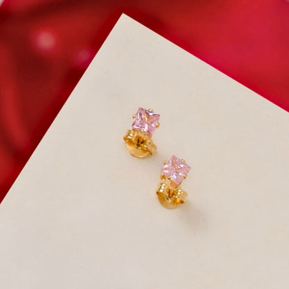Aretes Topos Circón Cuadrado Unisex – Oro Laminado 18K | OM JOYERÍA