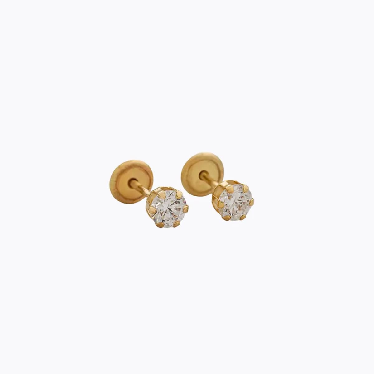 Aretes Topo Solitario SB de Rosca – IT Premium Oro Laminado 18K | OM JOYERÍA
