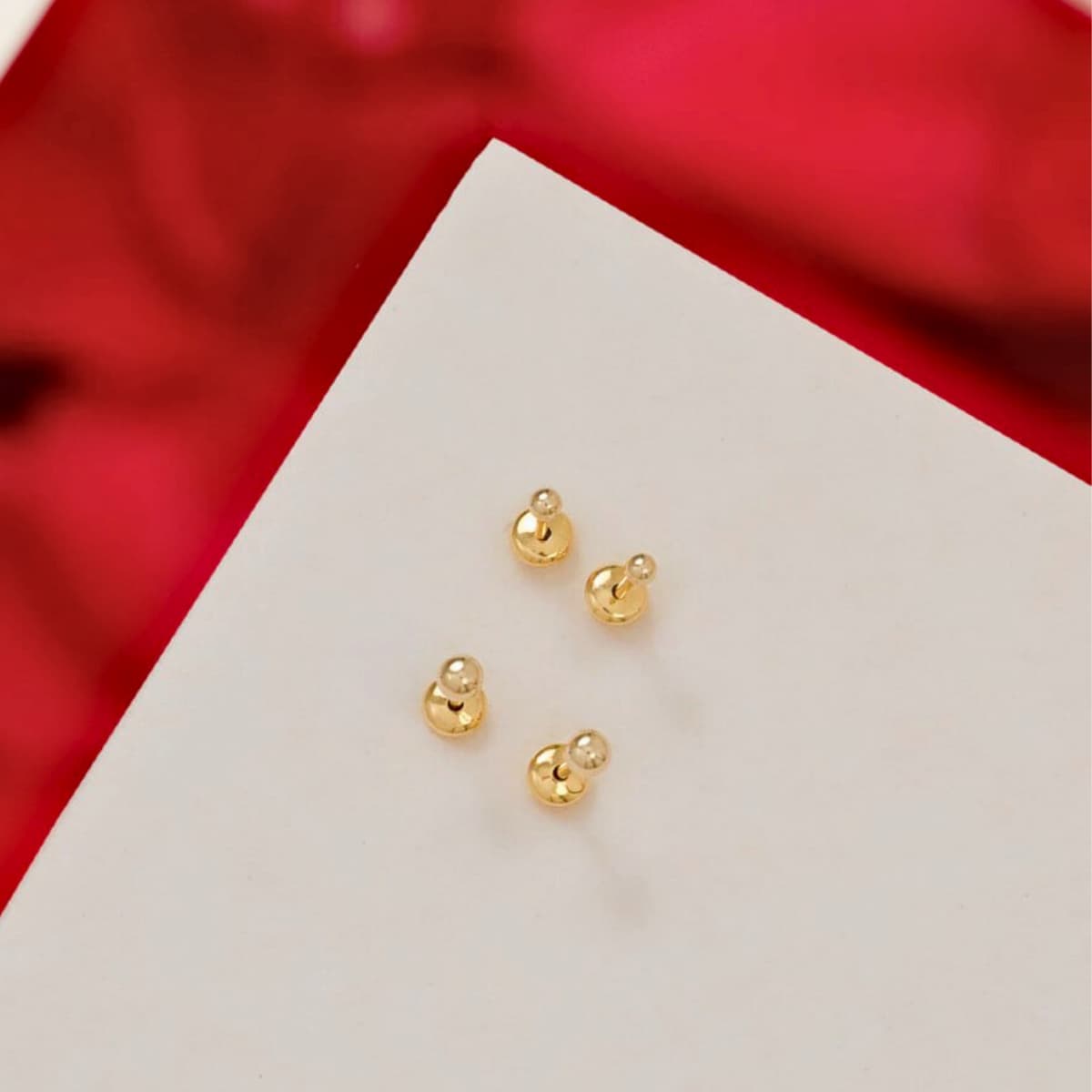 Aretes Topos Balín Unisex Oro Laminado 18K par 2mm y 3mm