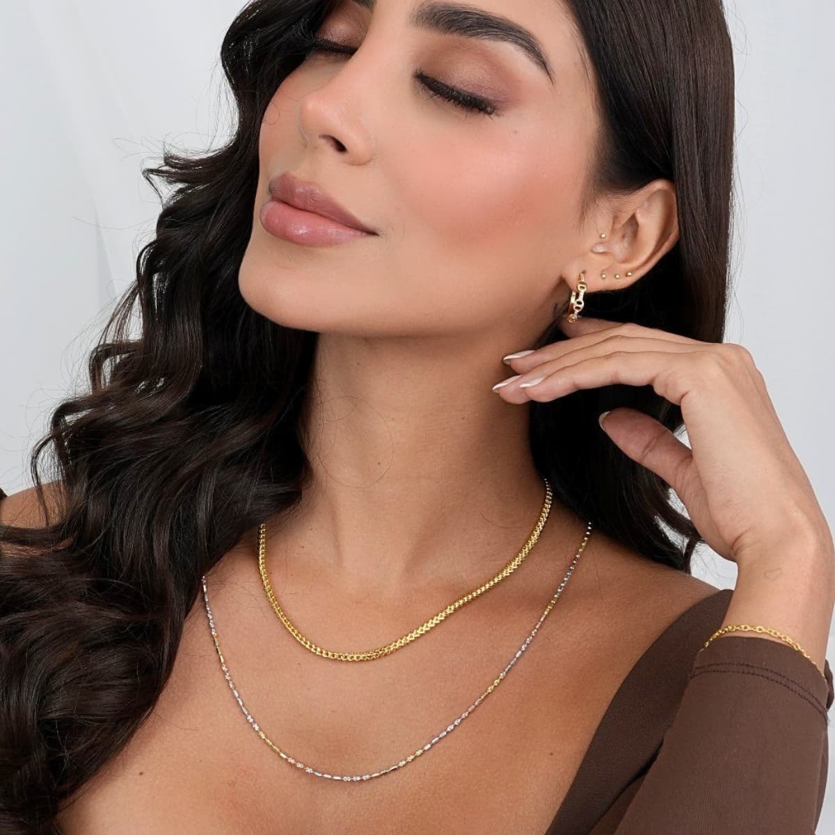 Cadena Franco 45 cm Oro Laminado 18K - Modelo mujer detalle