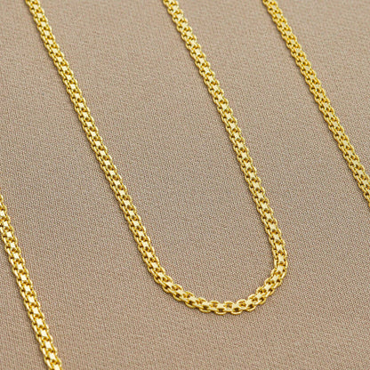 Cadena Tejido Chino 3 mm 65 cm Hombre – Oro Laminado 18K | OM JOYERÍA