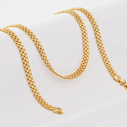 Cadena Tejido Chino Doble Carril 65 cm Hombre – Oro Laminado 18K | OM JOYERÍA