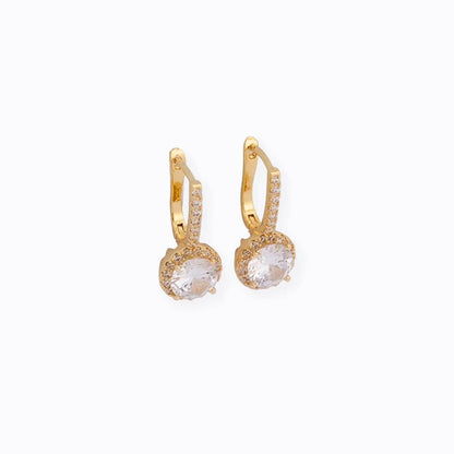 Candongas Halo Crystal 12 mm – Oro Laminado 18K | OM JOYERÍA