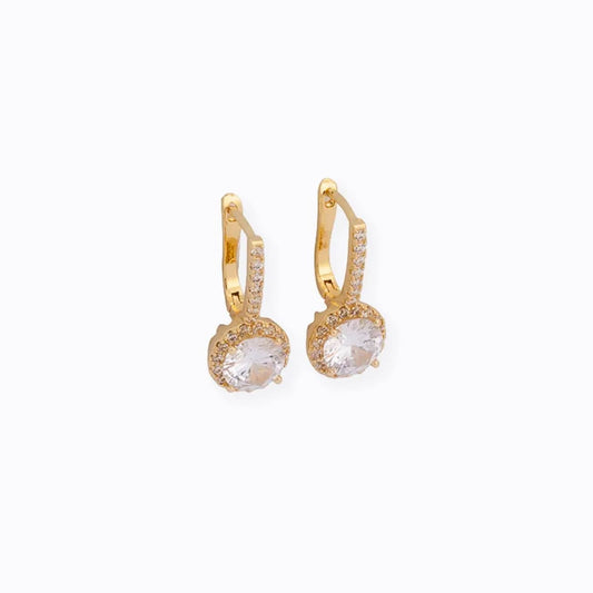 Candongas Halo Crystal 12 mm – Oro Laminado 18K | OM JOYERÍA