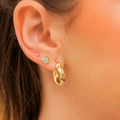 Candongas Twisted Stripes 2 cm y 2,6 cm – Oro Laminado 18K | OM JOYERÍA