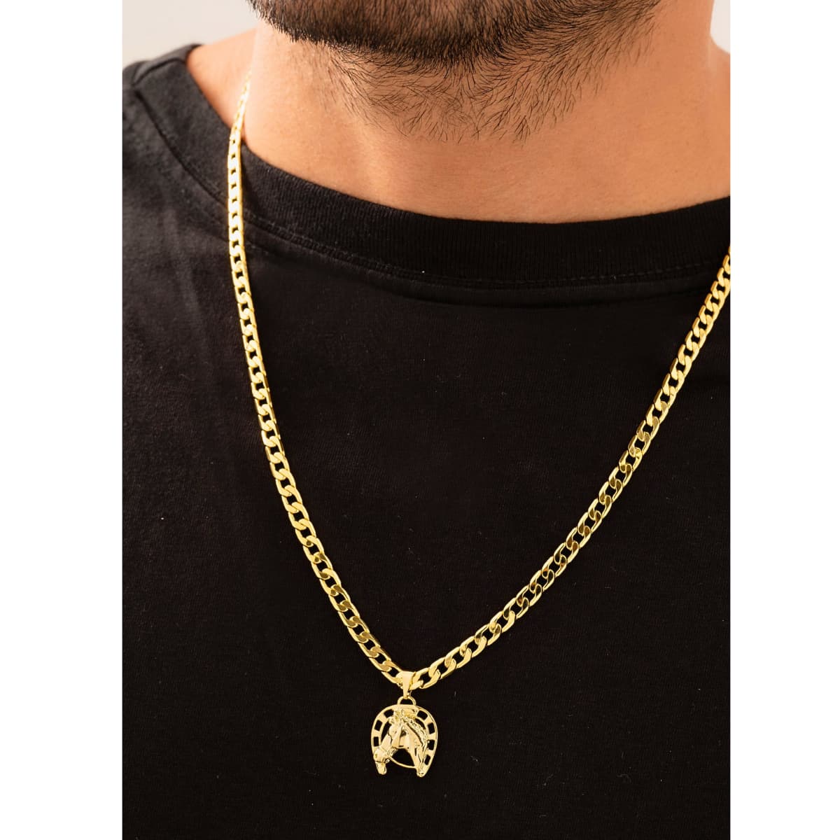 Dije Fortune Herradura Caballo Oro Laminado 18K - Modelo hombre