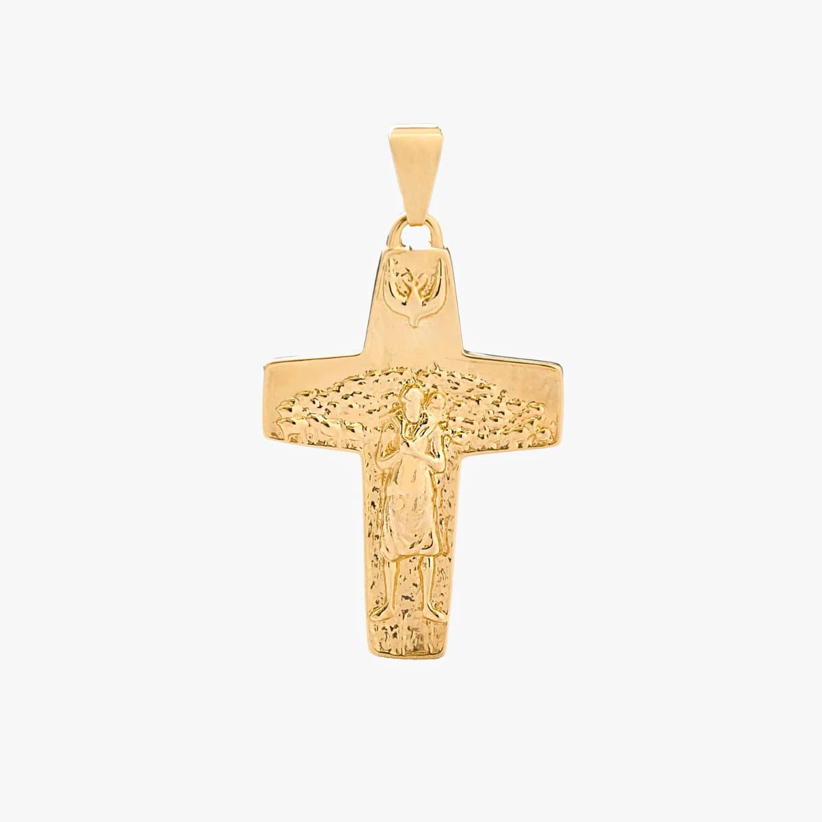 Dije Cruz Buen Pastor para Hombre Oro Laminado 18K | OM JOYERÍA