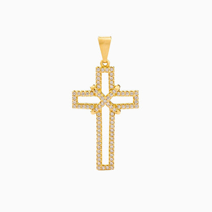 Dije Cruz Silueta con Circonias 3.5 cm Oro Laminado 18K | OM JOYERÍA