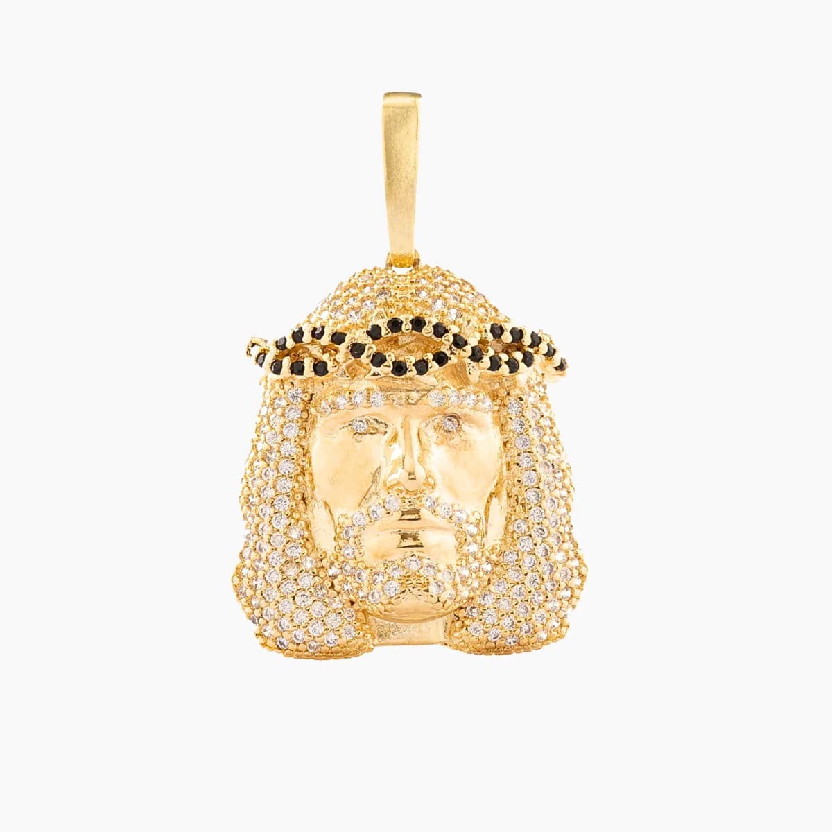 Dije Rostro Swarovski Negro Oro Laminado 18K | OM JOYERÍA
